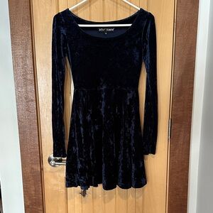 Betsey Johnson Navy Velvet Long Sleeve Dress